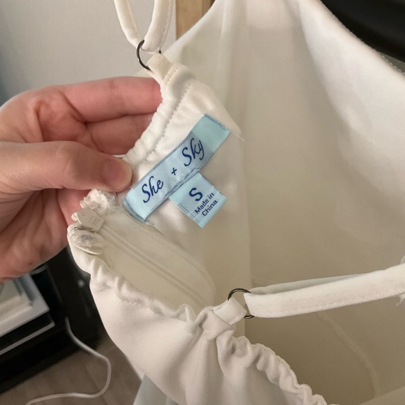 She + Sky White Square Neck Dress - Picture 6 of 6